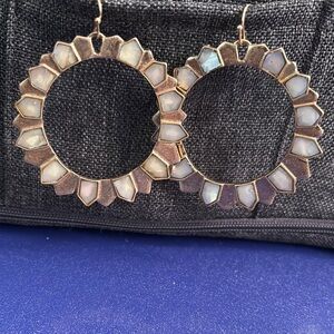 Elegant Gold and White Hoop Earrings